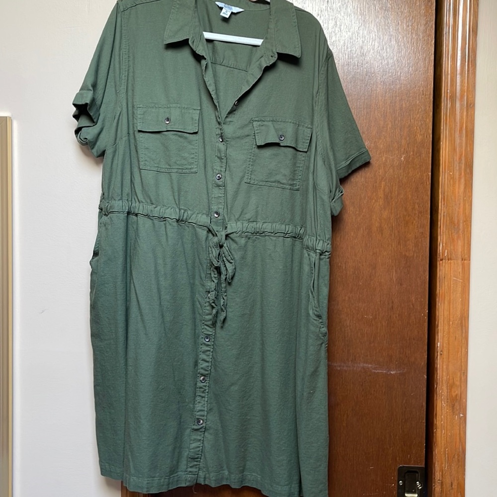 3x army khaki green shirt dress
